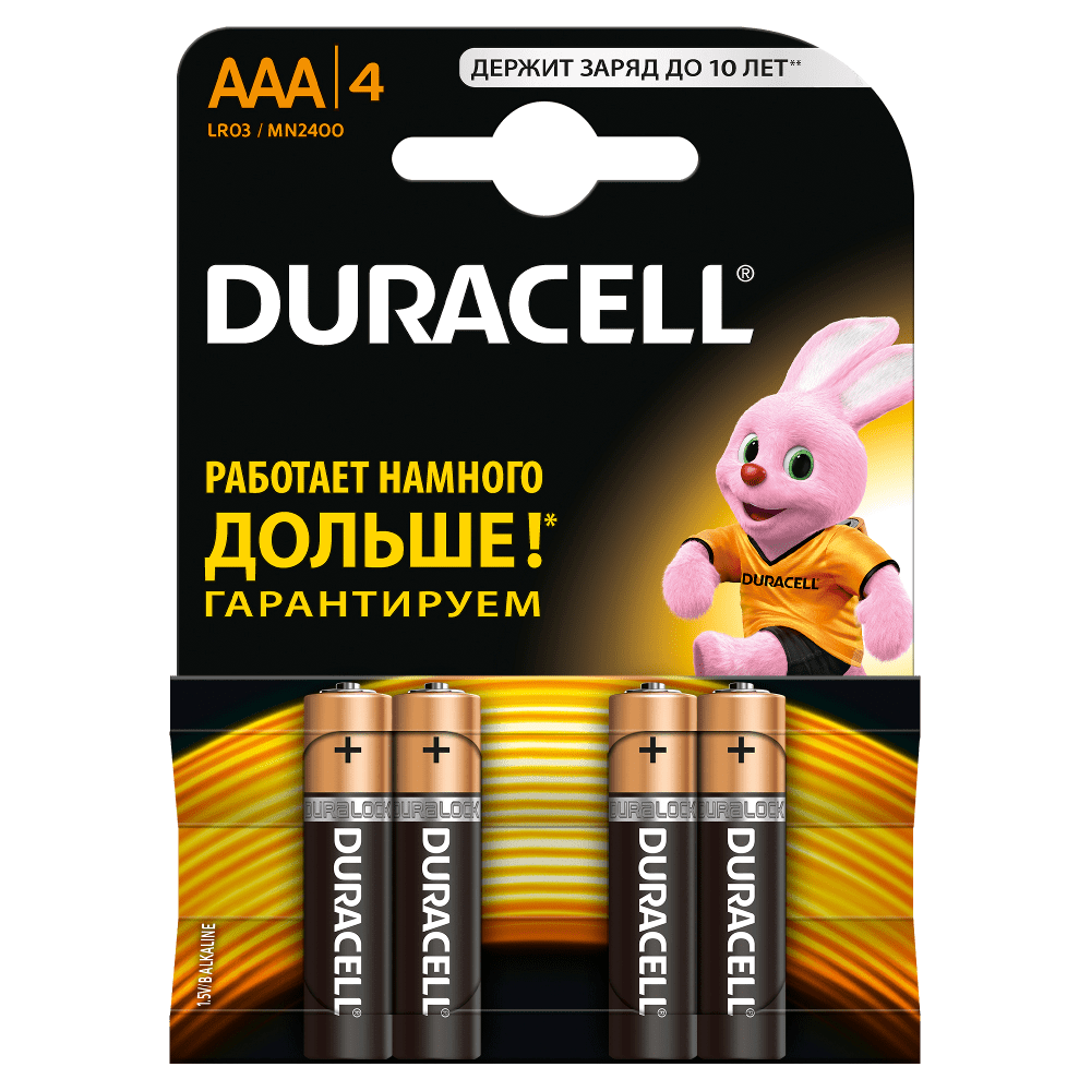 Батарейка DURACELL Basic LR03 BL4, ААА 4 шт в магазине RentaPhoto.Store