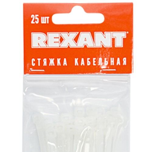 Стяжка нейлоновая 100*2,5мм - 25 шт. белая Rexant в магазине RentaPhoto.Store