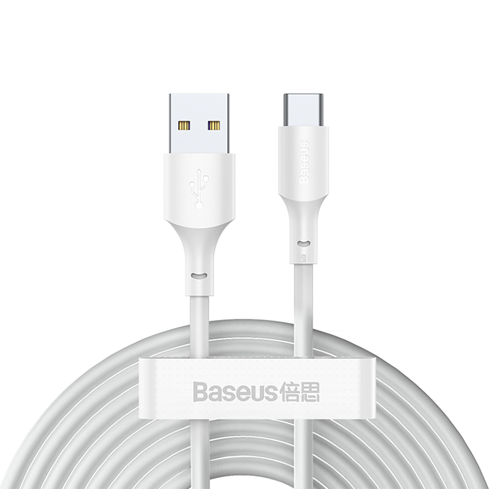 Капбель Baseus Simple Wisdom USB-Type-C 5A 1.5м белый (2 шт в комплекте) в магазине RentaPhoto.Store