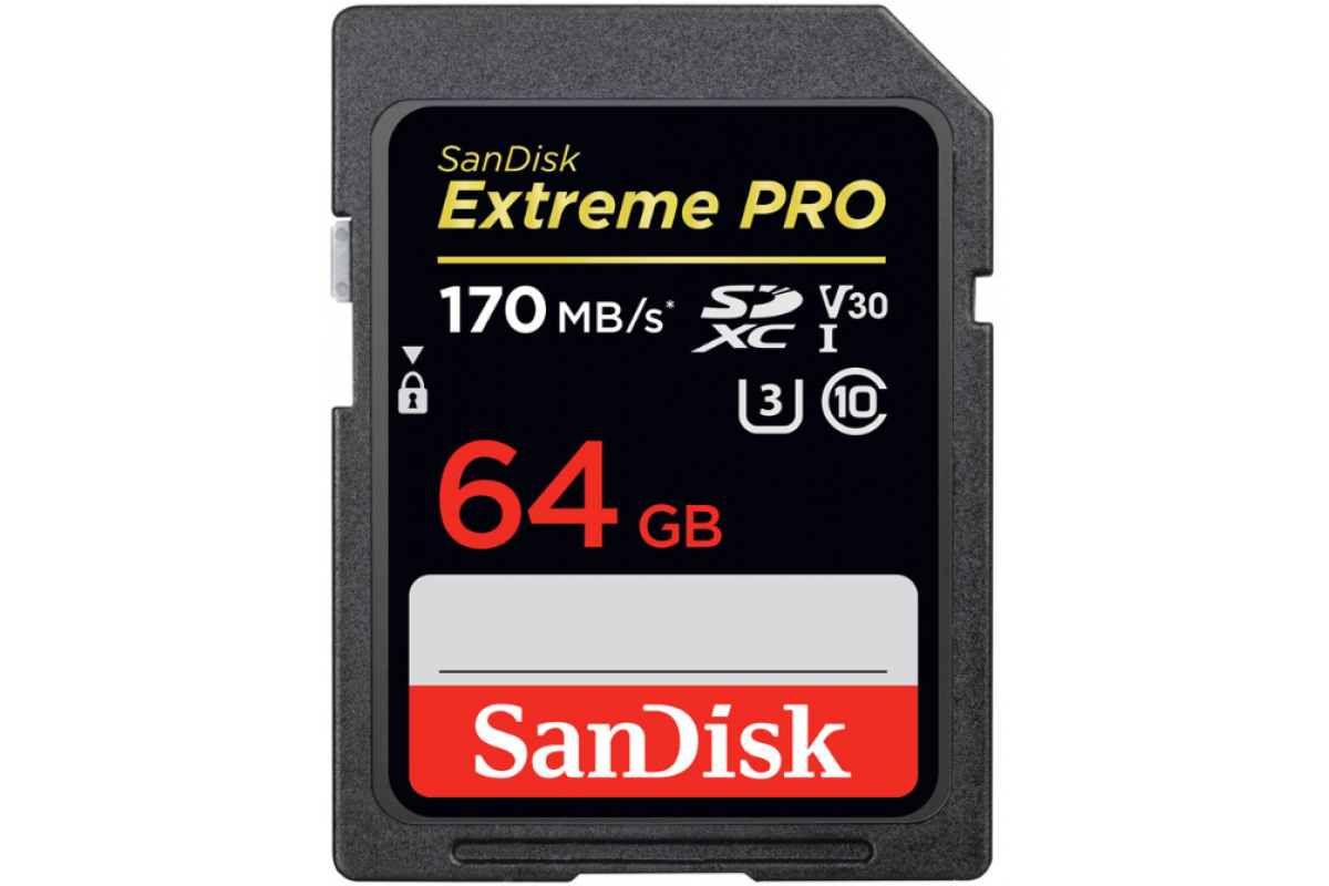 Карта памяти Sandisk Extreme Pro SDXC 64GB - 170Mb/s UHS-I V30 U3, 64GB в магазине RentaPhoto.Store