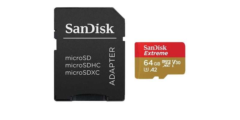 Карта памяти SanDisk Extreme microSDXC+SD Adapter 160Mb/s A2 C10 V30 UHS-I U3 64GB в магазине RentaPhoto.Store